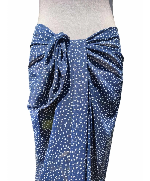 Chusta plażowa spódnica - eleganckie granatowe PAREO groszki